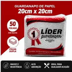 Guardanapo de Papel 1000un 20x20cm Fardo 20 Pacotes de 50 Folhas Branco