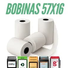 Kit 120 Bobina Térmica 57x16mm Não Adesivo Branco Para Máquinas de Cartão Mini Impressora Portátil
