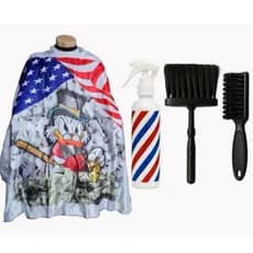Kit Com Capa Para Corte + Espanador Figaro + Borrifador E Escovinha