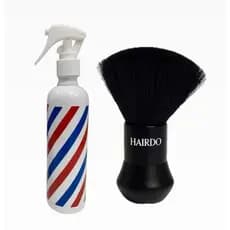 Kit Barbeiro Borrifador Pole Listrado + Espanador Pincel Removedor de Cabelos Hairdo