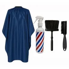 Kit Profissional para Barbearia Capa de Corte + Borrifador + Pincel Removedor + Escovinha
