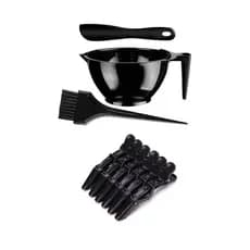 Kit Cumbuca Pote Para Tintura Progressiva Com Pincel Espatula + 6 Presilhas Crocodilo