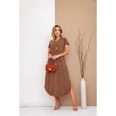 Lindo Vestido Feminino Longo Estampado Elegante e Moderno Com Bolsos Laterais