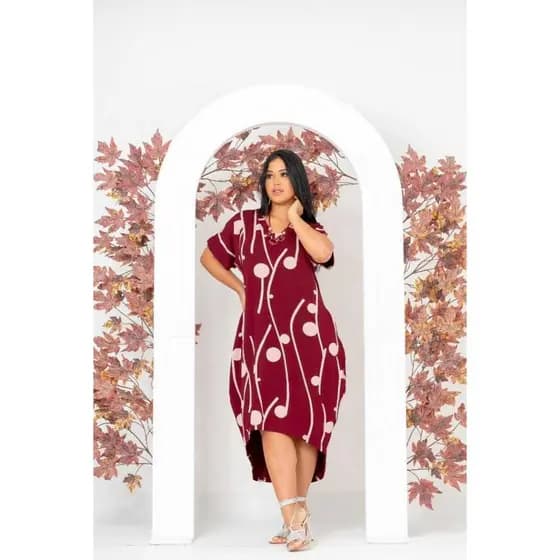 Vestido Plus Size Mullet Feminino Com Estampa