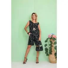 Macacão/Macaquinho de Short Estampado Geométrico