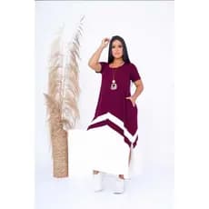 Vestido Feminino Longo Modela o corpo Bicolor Casual com Manga Curta Leve Elegante Moda Verão Confortável