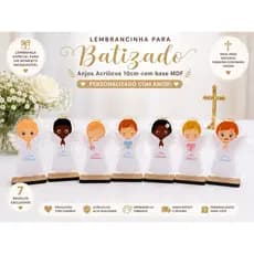 Lembracinha de batizado anjo acrilico 10cm Batizado, Primeira Comunhão, Crisma Impressão UV