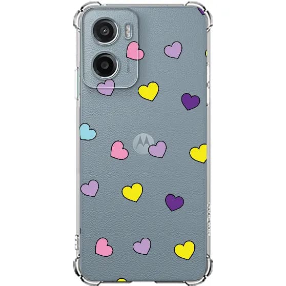 Capa para MOTOROLA G06 proteção de borda Animal Onça Coração Delicada transparente