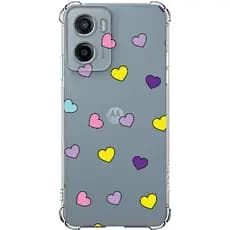 Capa para MOTOROLA G06 proteção de borda Animal Onça Coração Delicada transparente