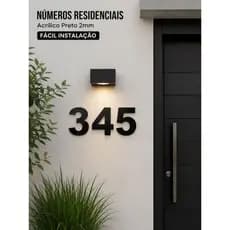 Kit 3 Números Residenciais Acrílico Preto 12cm Fachada Casa Corte Laser Personalizado Instalação