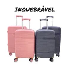 Conjunto Mala 23KG + Mala de Bordo 10KG Polipropileno Inquebrável Padrão Anac Giratória 360° Viagem
