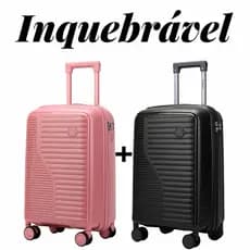 Kit 2 Malas Casal 10Kg Polipropileno Inquebrável Viagem Giratória Anti-Furto Férias