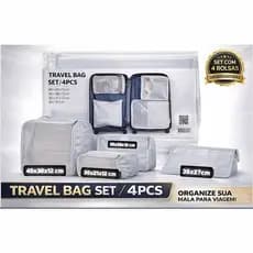 Kit Organizador de Malas para Viagem 4 Peças- Bolsas Necessaire Sapatos Maquiagem Roupas Bagagem