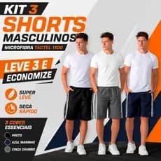 Kit 03 Shorts Masculino Em Tactel - Ótimo para Exercícios, Praia, Corrida, Caminhada e Lazer