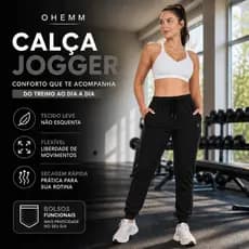 Calça Feminina Jogger Em Tactel Com Elastano Bolsos E Cordão