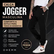 Calça Masculina - Jogger Com Elastano E Bolsos - Top Premium