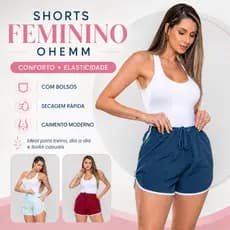 Shorts Feminino Elastano E Bolso Academia Praia Laser
