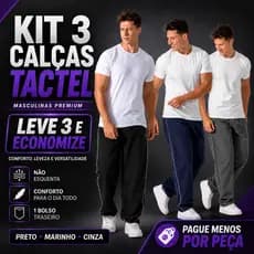 Kit com 03 Calças Masculinas em Tactel - Com Bolso - Ótima para Exercícios, Trabalho e Casual