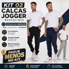 Kit 2 Calças Jogger Masculinas Com Elastano E Bolsos