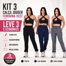 Kit 3 Calças Jogger Femininas Secagem Rápida E Conforto