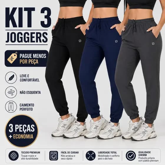 Kit 3 Calças Jogger Femininas Secagem Rápida E Conforto