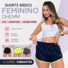 Shorts Feminino Tactel Básico P/ Treino Corrida Praia Lazer