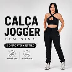 Calça Feminina Jogger  Blogueira Com Elastano Bolsos E Cordão
