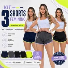 Kit 03 Shorts Feminino - Ótimo Para Academia - Várias Cores