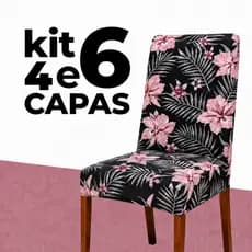 KIT 4 ou 6 Capa de Cadeira Sala de Jantar Premium Elásticada Malha Gel Estampada Floral ou Lisa