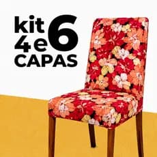 KIT 4 ou 6 Capa de Cadeira Sala de Jantar Premium Elásticada Malha Gel Estampada Floral ou Lisa