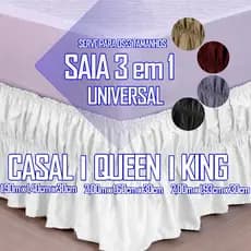 Saia 3 em 1 com Regulagem Ajustável Cabeceira Cama Box Colchobox 2 Elásticos - Casal / Queen / King