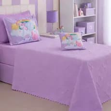 SOLTEIRO Cobre Leito Colcha Infantil Menina SONHO Unicórnio 03 Peças - Matelado Ultrassônico Premium