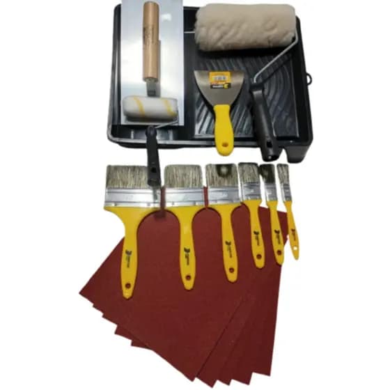 Kit ferramentas para pintura desempenadeira bandeja pincel lixa rolo