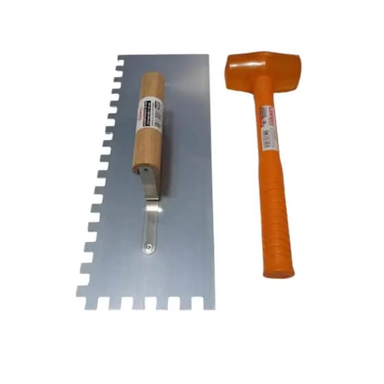Kit Marreta De Borracha 40 Mm,e Desempenadeira De Aço