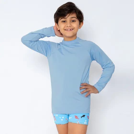 Camisa Infantil Proteção Solar Térmica UV50+ Menino Unissex Segunda Pele Malha Fria 6 aos 16 anos