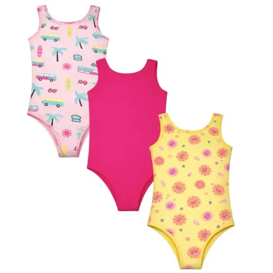 Maiô Body Infantil Menina Estampado e Liso Moda Praia Piscina Natação Dupla Camada Juvenil Kids