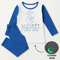 Pijama Manga Longa Comprida Infantil Brilha no Escuro Menino Menina Anti Bolinha Algodão para Dormir