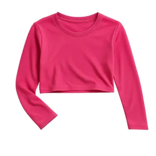 Camisa Infantil Cropped Proteção Solar UV 50+ Manga Longa Rosa Menina Moda Praia