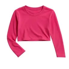 Camisa Infantil Cropped Proteção Solar UV 50+ Manga Longa Rosa Menina Moda Praia