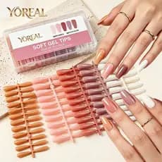Kit 480 PCS Unhas Posticas 5 Cores Soft Gel Almond e Bailarina Helen Color - 480Pecas A Escolha das Profissionais