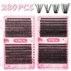 280PCS Cílios Cluster Leves e Finos, Extensão de Cílios 30D+40D/10D+20D, Cílios Individuais, Visual Natural