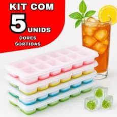 Forma de Gelo com Tampa Rígida e Fundo Silicone Flexível 14 Cubos – Cores Sortidas