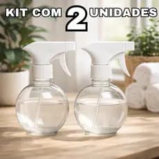 Kit 2 Borrifadores Bolinha 300ml Transparente com Gatilho Branco – Pulverizador Multiuso