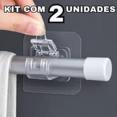 Kit Suportes Adesivos para Varão de Cortina Sem Furos Gancho Autocolante Multiuso Branco 5kg