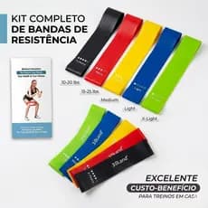 Kit 5 faixas elasticas de resistencia mini band para treino em casa academia yoga e fisioterapia