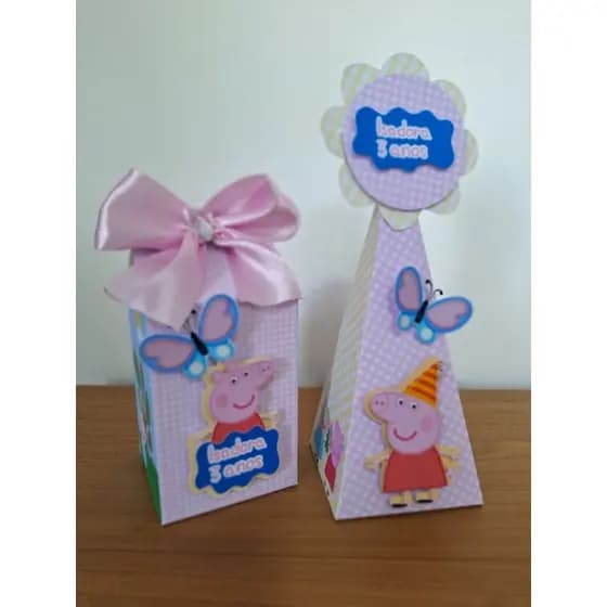Caixa pirâmide e Caixa milk 3d Festa Peppa pig - Lembrancinhas - Personalizados- Caixinhas - Festa Peppa pig