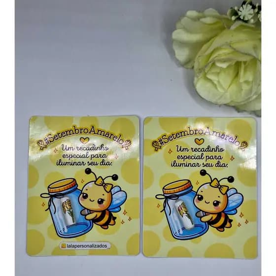 Cartão cápsula Frases motivacionais - Card cápsula Setembro amarelo- Mimos clientes- Brindes- Lembrancinhas- Setembro