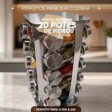Porta Tempero Condimentos Suporte Cozinha Giratório Inox Quadrado