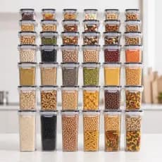 Kits Potes Herméticos Empilháveis Quadrado Resistente Cozinha Despensa