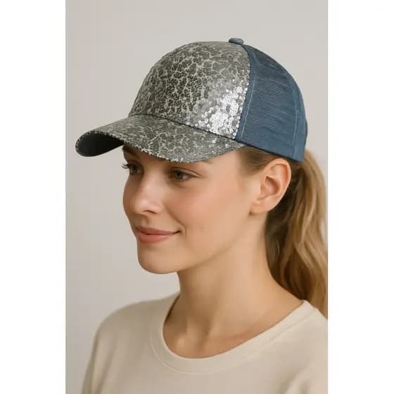 Boné Feminino Adulto Beisebol Lantejoulas. Cores variadas